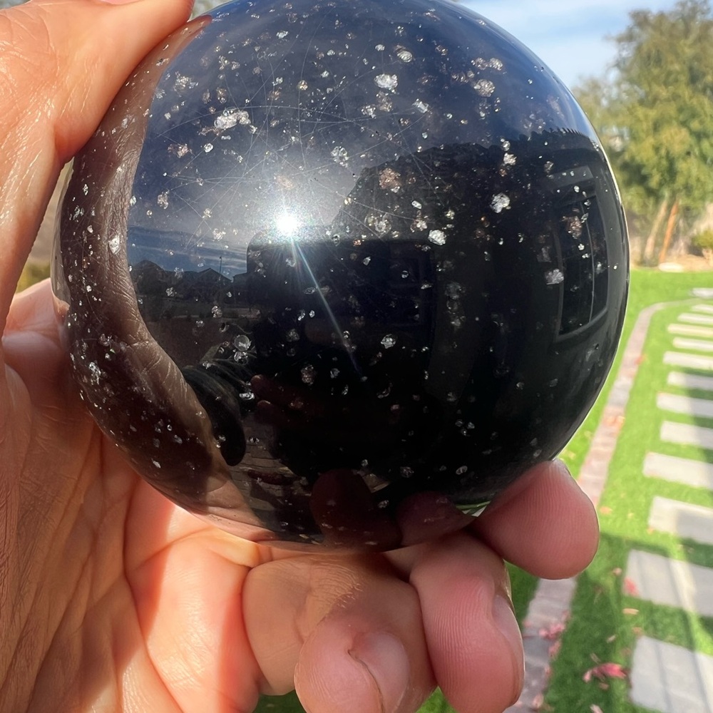 Galaxy Obsidian Crystal Sphere - Picture 4 of 6